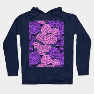 Peony and hydrangea in pink and violet Hoodie